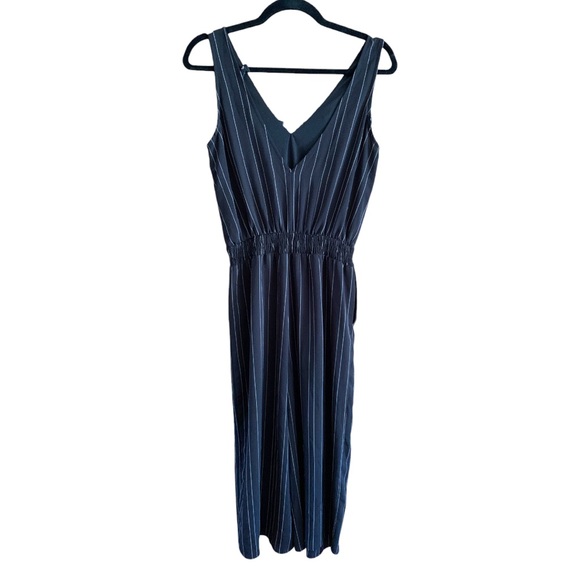 I HEART IT BLACK WHITE STRIPED SLEEVELESS V NECK JUMPSUIT PANTSUIT ROMPER S - Picture 2 of 8